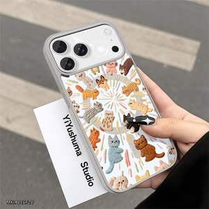 เคสโทรศัพท์ลายแมวนำโชค สำหรับ iPhone 11 ถึง 17 Pro Max  วัสดุ TPU นิ่ม ลายดอกไม้สีขาว  สำหรับทุกเพศ - Product Image 5