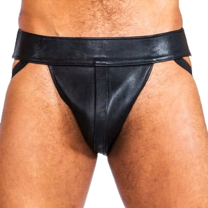 Sizzler Black Red Zipped Leather Jock Strap One Size <b>Fetish</b> Underwear - Product Image 6