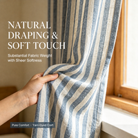 Rideau de cabane en bois de style japonais, rideau de confidentialité en coton transparent, motif rayé, protection solaire, lavable en machine, usage domestique