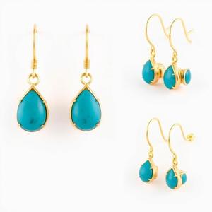 ต่างหูแบบห้อยอัญมณีสีเขียวและสีเงินสเตอร์ลิง925จำนวนมากชุบทองสำหรับผู้หญิงและเด็กผู้หญิง - Product Image 5