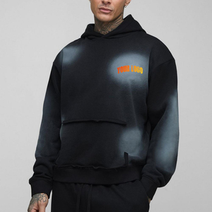 Sweat-shirts à capuche surdimensionnés en coton 100% de haute qualité pour hommes, effet délavé, personnalisables avec logo imprimé en sérigraphie - Product Image 5