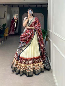 Designer <span class=keywords><strong>e</strong></span> stampa Plato con stampa lamina con Tussar seta Dupatta Lehenga choli - Product Image 3