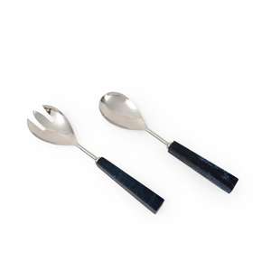 Ensemble de couverts pour salade en acier inoxydable, manches en marbre noir, passe au lave-vaisselle, écologique, sans BPA - Product Image 3