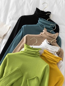 Suéteres de cuello alto para mujer 2025 Otoño Invierno suéter de punto de manga larga para mujer suéteres Tops suave Jumper Pull Femme - Product Image 6