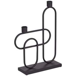 Decorative tall <b>black</b> iron <b>candle</b> holder designed for weddings romantic dinners or elegant interior decoration themes - Product Image 1