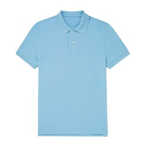 Polo en coton bleu ciel pour homme OEM – Streetwear premium minimaliste à manches courtes – Vêtement d'exportation fabriqué par BS 2026 - Product Image 2
