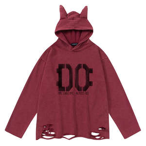 Sweat à capuche pour homme en coton 100% vintage, ourlet déchiré, logo personnalisé, imprimé et brodé, vente en gros personnalisée de haute qualité 2026 - Product Image 3