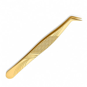 Pince à épiler pour cils plaquée or, pointe lisse, conception de précision, pince à épiler pour extensions de cils à pointe fine - Product Image 3