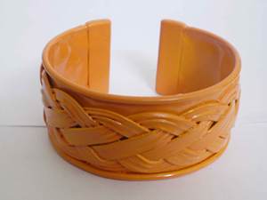 Brazalete de Cobre Trenzado con Esmalte Naranja Hecho a Mano de Alta Calidad y Estilo Moderno para Mujer, Elegante Brazalete Étnico - Product Image 2