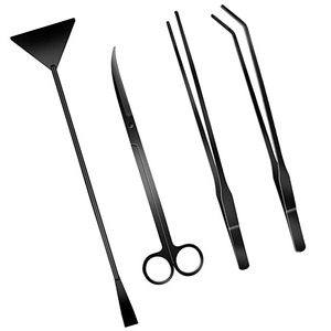 ชุดเครื่องมือตู้ปลาขนาด5ชิ้นสีดำไทเทเนียมชุดบำรุงรักษาตู้ปลาทำจากสเตนเลสสตีลพรีเมียมพร้อมถุงเก็บผ้าใบ - Product Image 1