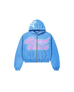 Sudadera corta con cremallera para mujer, sudadera informal de calle con sudaderas con capucha recortadas, técnicas lavadas para entrenamientos, ropa básica con capucha - Product Image 6