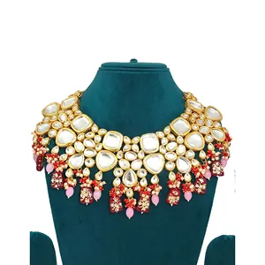 Ensemble de bijoux de mariée plaqué or 24 carats rouge et rose pour femmes et filles, avec zircon et pour mariage - Product Image 3