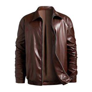 เสื้อแจ็คเก็ตหนังผู้ชาย ดีไซน์สไตล์มอเตอร์ไซค์ หนังแท้ ระบายอากาศได้ดี ปรับแต่งได้ อุ่นสบาย เหมาะสำหรับฤดูหนาว แฟชั่นเสื้อคลุม - Product Image 1