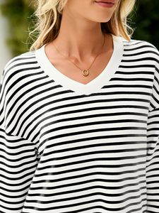 Suéter Grueso de Invierno con Cuello en V, Informal, Holgado, con Estampado en Relieve, Suave, para Mujer, Otoño, Hombros Caídos - Product Image 4