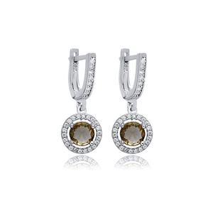 ต่างหูห้อยรูปทรงเรขาคณิตซัลทาไนท์ดีไซน์ทรงกลมอัญมณีทำด้วยมือเครื่องประดับเงิน925 - Product Image 1