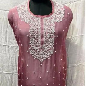 Traje de seda bordado a mano sin costuras de diseñador moderno para mujeres Estilo tradicional indio Protección solar Fiestas de tamaño libre - Product Image 1