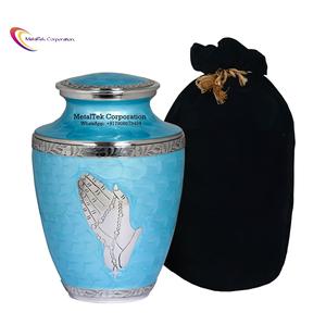 โถเผาศพสีน้ำเงินสดใสกางเขนสำหรับงานศพของผู้ใหญ่โกศใส่เถ้ากระดูกสไตล์อเมริกัน - Product Image 6