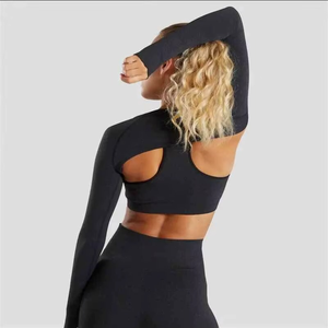 Ensemble yoga côtelé taille haute respirant OEM soutien-gorge et leggings d'entraînement fitness 2 pièces vente en gros - Product Image 6