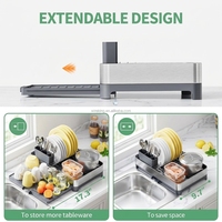 WIREKING Égouttoir à vaisselle en acier inoxydable 304 extensible et réglable avec bac de récupération pour cuisine, comptoir et usage quotidien