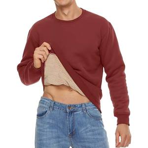 Sweats doublés Sherpa pour hommes pull en polaire hauts basiques sweat-shirt d'hiver à col rond chaud coupe-vent - Product Image 1
