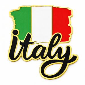 Épingles à drapeau italien en émail doux, forme découpée personnalisée, souvenir, drapeau national de pays européens - Product Image 1