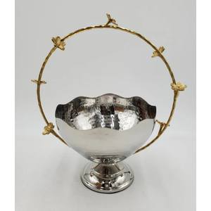 Support en métal design unique avec bol en aluminium argenté à 3 compartiments coulé et plaqué or poli résistant à la chaleur - Product Image 6