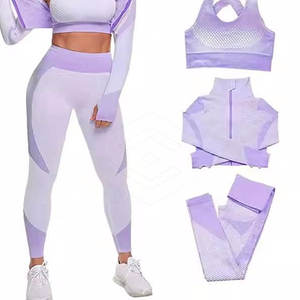 Conjunto de Yoga de 3 Piezas sin Costuras de Alta Calidad para Mujer, Talla Grande, con Logotipo Frontal, para Gimnasio, Fitness y Deportes - Product Image 6