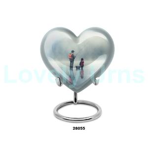 Urna conmemorativa de cremación de corazón de pesca al atardecer de la mejor calidad para cenizas de adultos, urna decorativa de corazón grande con soporte y bolsa gratis - Product Image 6