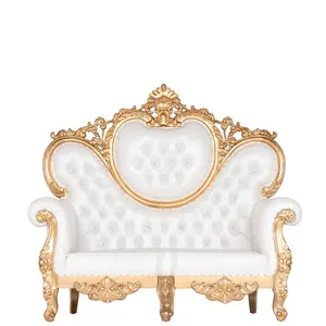 奢华定制金色新娘婚礼沙发椅-爱情座椅婚礼白色高靠背王座椅，用于活动宴会酒店使用