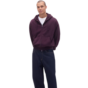 Sudadera con capucha personalizada Reklo Industries para hombre, de invierno, gruesa, de forro polar, con cremallera completa, holgada, de algodón tejido. - Product Image 1