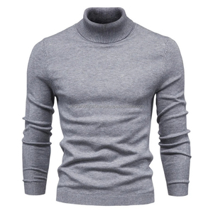 Nouveau hiver col roulé épais hommes chandails décontracté col roulé couleur unie qualité chaud mince col roulé chandails pull hommes - Product Image 1