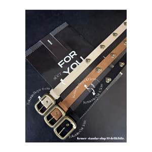 Ceinture pour femme en daim à boucle carrée, ceinture pour pantalon, ceinture pour veste, ceinture pour chemise, ceinture pour robe avec accessoire en forme de cœur - Noir-brun-beige-antique - Product Image 1