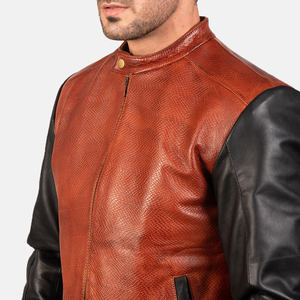 Veste en cuir véritable robuste, col montant, style aventure, imperméable, respirante, écologique, coupe nette, vente en gros - Product Image 3