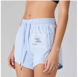 Pantalones cortos de yoga 2 en 1 para mujer, pantalones cortos de cintura elástica para Fitness - Product Image 3