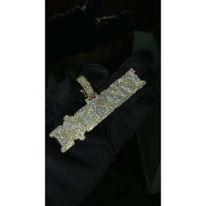SHREYA DIAM Custom Moissanite Men's Name Pendant 925 Silver <b>Statement</b> <b>Necklace</b> Hiphop Style Letter Design Everyday Wear Claw - Product Image 2