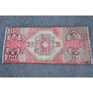 พรมปูพื้นขนาดใหญ่120x280นิ้วสไตล์วินเทจผ้าขนสัตว์สีเบจสีแดงการเย็บปะติดปะต่อกันการตกแต่งชาติพันธุ์สำหรับห้องโถงสี่เหลี่ยมผืนผ้าห้อง - Product Image 3