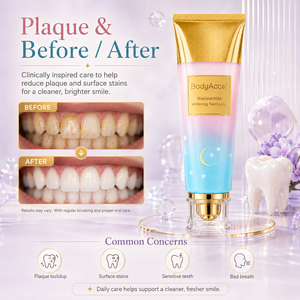Dentifrice blanchissant au niacinamide pour un nettoyage en profondeur, sans danger pour l'émail, soin buccal, élimination des taches, haleine fraîche, gel blanchissant - Product Image 2