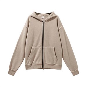 Sudadera con capucha lavada con ácido de gran tamaño para hombre, sudadera básica de felpa francesa Vintage, ropa de calle con logotipo bordado para invierno - Product Image 1