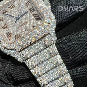 Montres pour hommes de luxe en gros, fabrication artisanale, moissanite de haute qualité, mouvement mécanique ETA, acier inoxydable 10 mm, verre, or blanc - Product Image 5