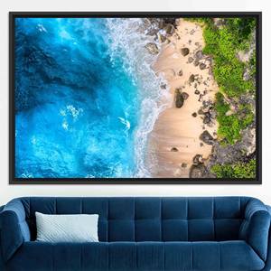 Printed Canvas Artwork: Coastal Sea Landscape Wall Decor,BLACK <b>FRAMED</b> CANVAS - Product Image 1