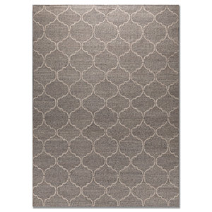 พรมทอแบบแบนสำหรับใช้ในบ้าน รุ่น Indusbar Adwv-13011 ทำจากขนสัตว์และใยวิสโคส สีเทาและสีดำ - Product Image 1