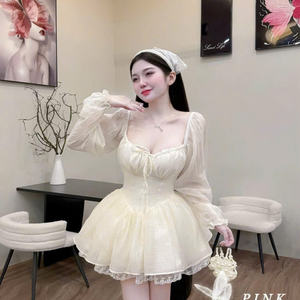 Vestido Corto de Princesa para Mujer, de Manga Corta, que Combina Perfectamente Elegancia y Comodidad, Informal y Formal para Diversos Eventos, Maxi Seda - Product Image 5