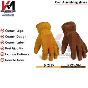 Gants en cuir personnalisés OEM pour la construction et l'atelier, vente en gros de gants de travail en cuir de sécurité avec doublure douce - Product Image 2