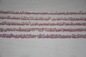 Beautiful pink quartz Beads silver Pleated Thick <b>Rosary</b> Chain, Dangling Beaded Chain, Anguri Chain for Jewelry Making - Product Image 4