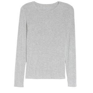 T-shirt à manches longues et col rond pour femmes sexy T-shirt en coton extensible à manches longues en jersey de coton extensible 90% coton, 10% élasthanne - Product Image 5