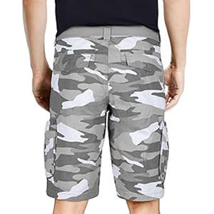 Pantalones cortos cargo de trabajo informales para hombre, venta al por mayor, cintura media, algodón transpirable, cintura elástica, cierre, patrón de camuflaje sólido - Product Image 2