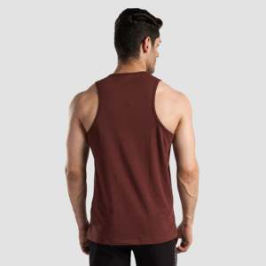 Men's Regular Fit Maroon Energy Rise Tank <b>Top</b> XL Size Cotton Gym Vest with Hood Collar Workout Singlet Style Muscle Design - Product Image 3