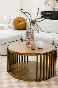 Mesa de centro grande y moderna de madera con acabado elegante, perfecta para interiores de sala de estar espaciosos y Decoración elegante - Product Image 6