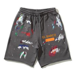 Pantalones Cortos de Verano para Hombre, Tallas Grandes, de Algodón Grueso, con Estampado de Grafiti, Bolsillos, Estilo Urbano, Desgastados, con Acabado Ácido, Personalizados OEM ODM - Product Image 4