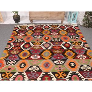 Tapis turc vintage 6,1 x 9,4 pieds, grand tapis, kilim orange, tapis du sud-ouest - Product Image 3